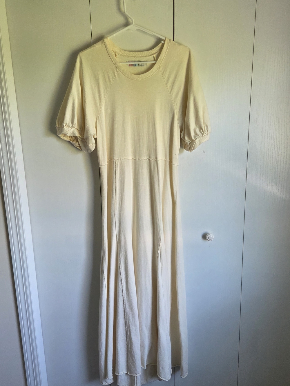 Free People Cream Maxi Dress with Puff Sleeves